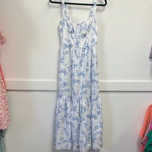 Floral Blue and White Dress